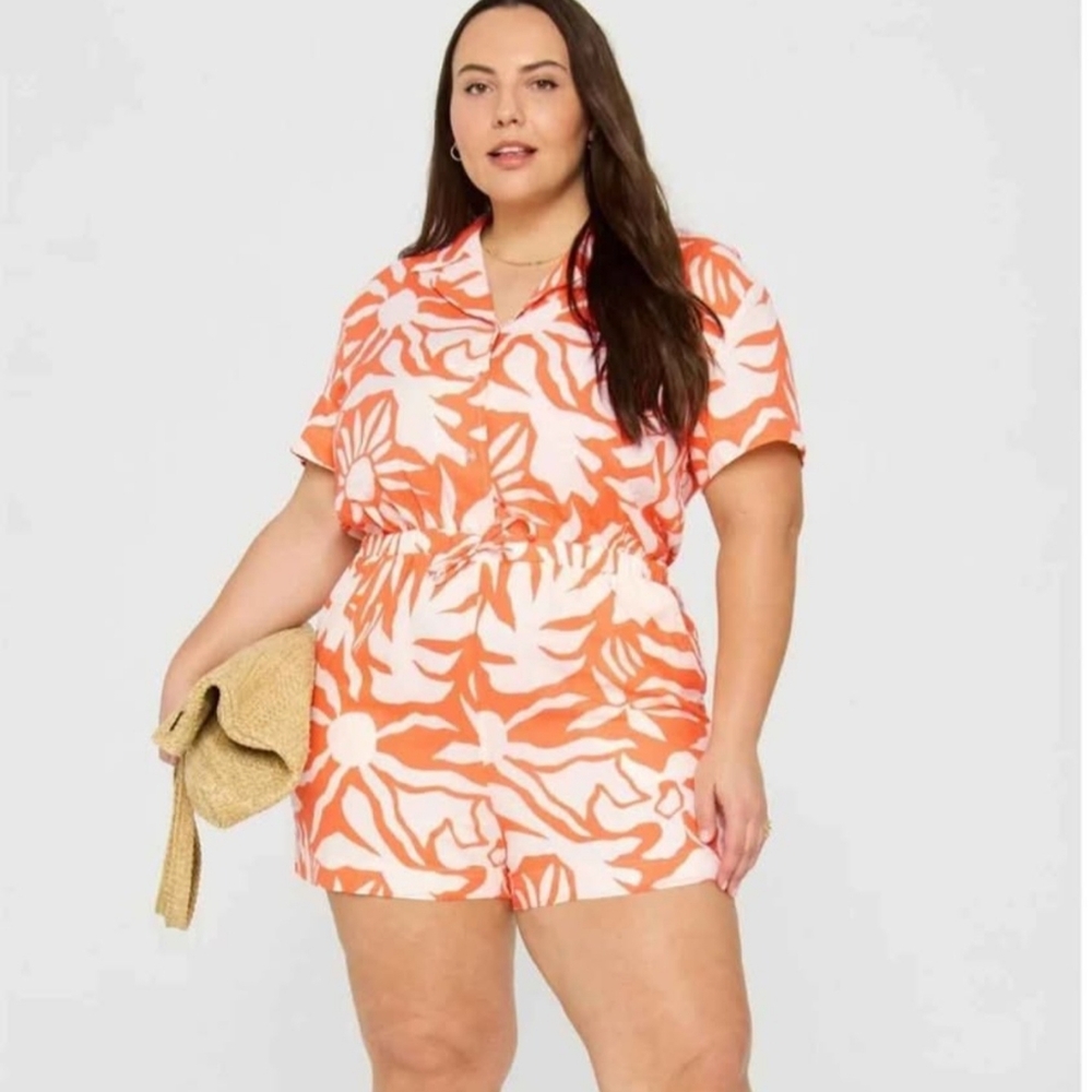 Fabletics Orange and White Swim Coverup